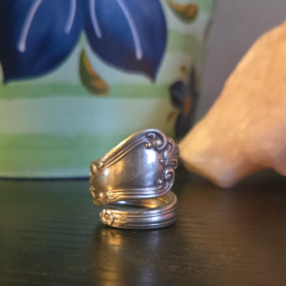 Elegant Silver Spoon Ring Size 8